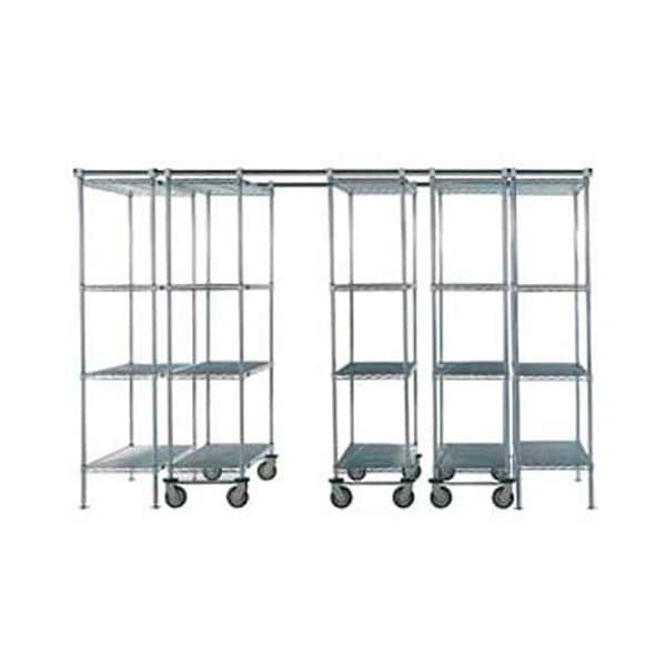 Nexel Space-Trac, 5 Unit, Chrome High Density Shelving, 72inW x 24inD x 88inH, 14ft Length B2177923 - main